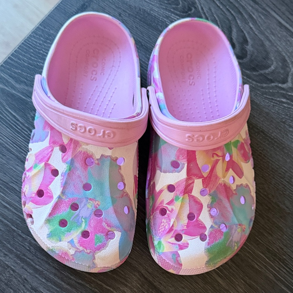 CROCS Kids Watercolor Pink Multi Classic Clog